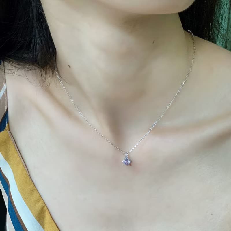 紫水晶925純銀簡約風格項鍊