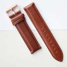 【PICONO】Apple Watch適用-棕色真皮快拆錶帶/玫瑰金色錶扣