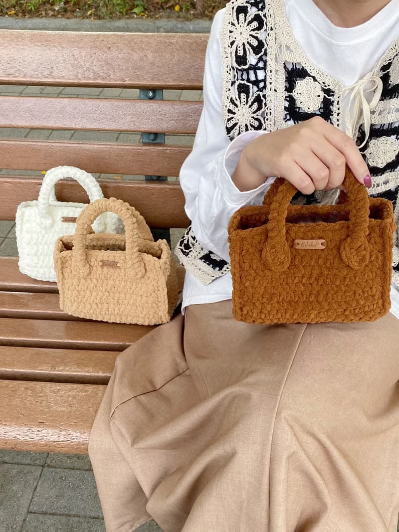 棉花糖手提斜背小方包 附可拆式背帶-巧克力色 bahnhof手作