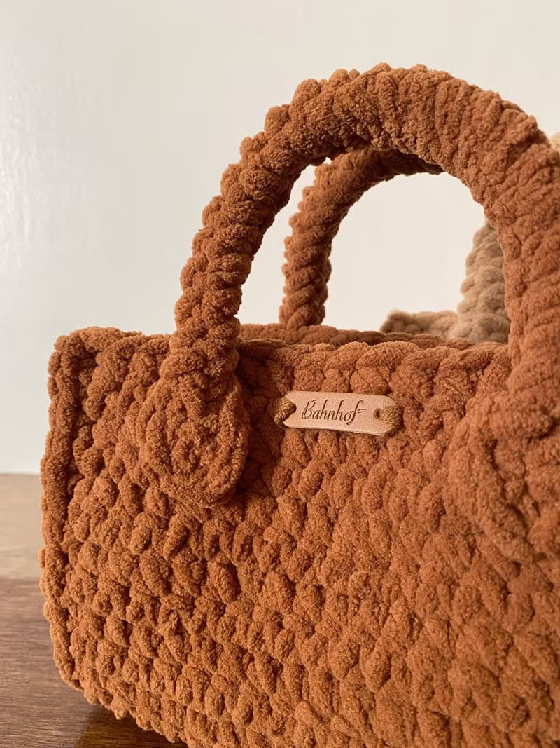 棉花糖手提斜背小方包 附可拆式背帶-巧克力色 bahnhof手作