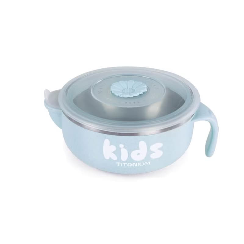 【純鈦微瑕商品】注水保溫保冷碗 400ml-藍