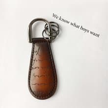 聖誕禮物真皮便攜式鞋拔復古擦色鑰匙扣shoehorn鑰匙圈Keyholder