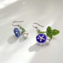 手鉤花耳飾。牽牛花。紫