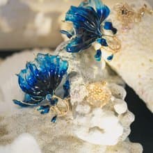 海洋樂園】水晶魚－鯨魚藍 水晶花金魚樹脂耳環