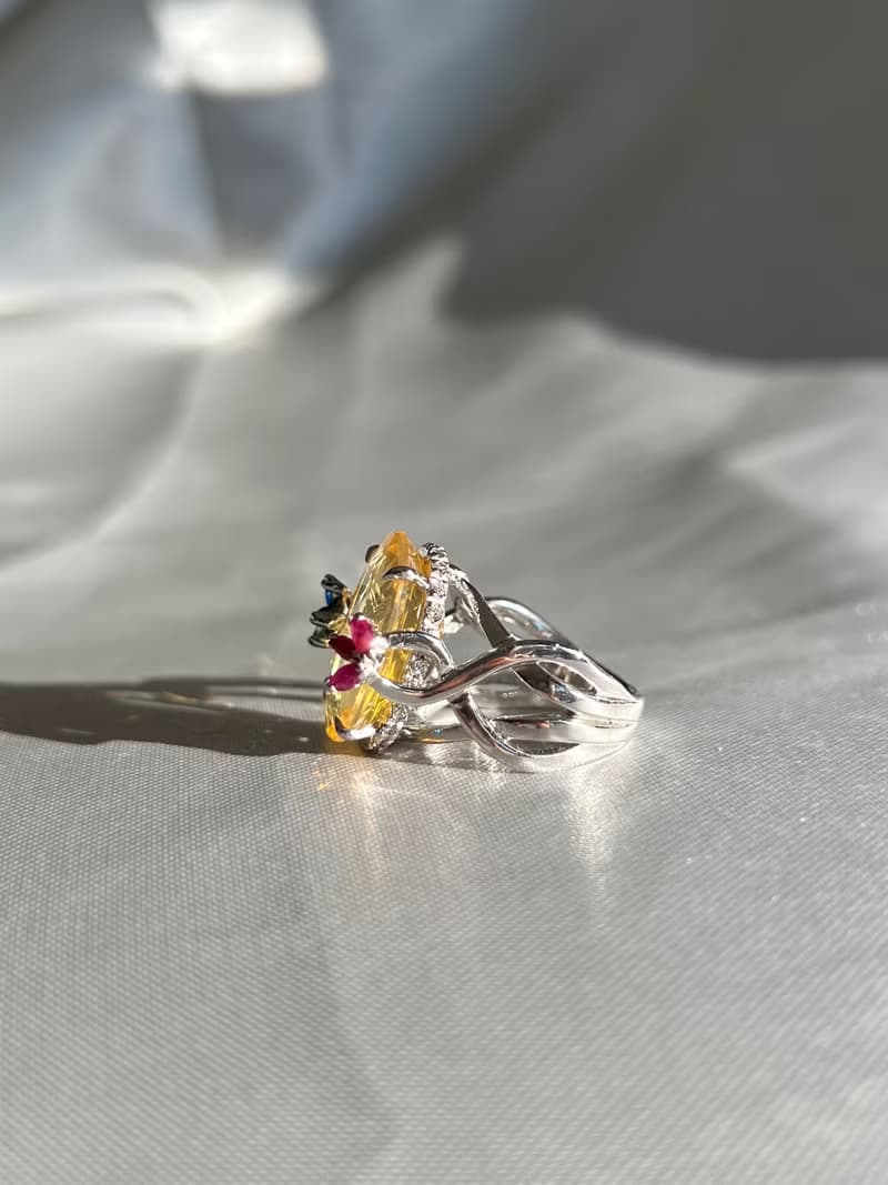 Dazzling Yellow Fire Opal Cocktail Ring