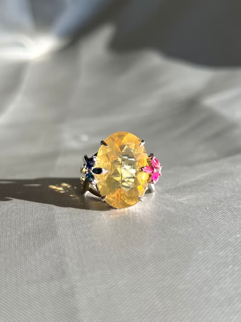 Dazzling Yellow Fire Opal Cocktail Ring