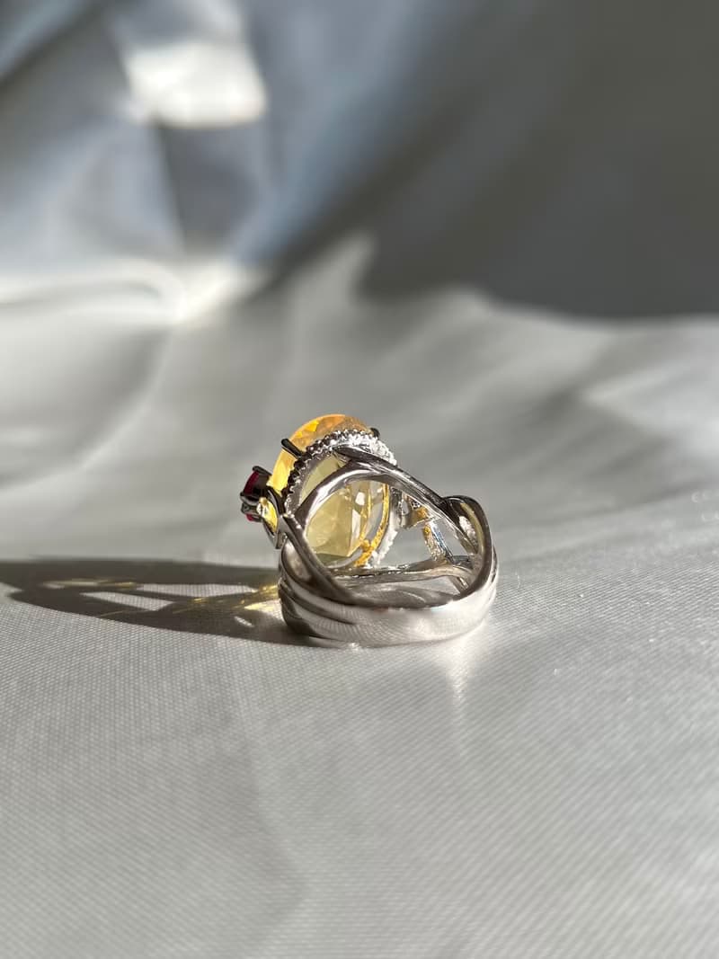 Dazzling Yellow Fire Opal Cocktail Ring