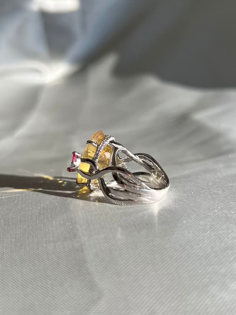 Dazzling Yellow Fire Opal Cocktail Ring