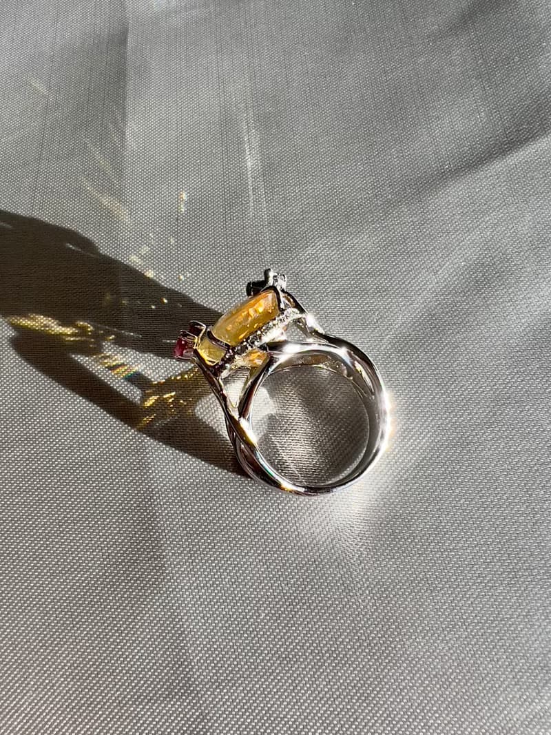 Dazzling Yellow Fire Opal Cocktail Ring