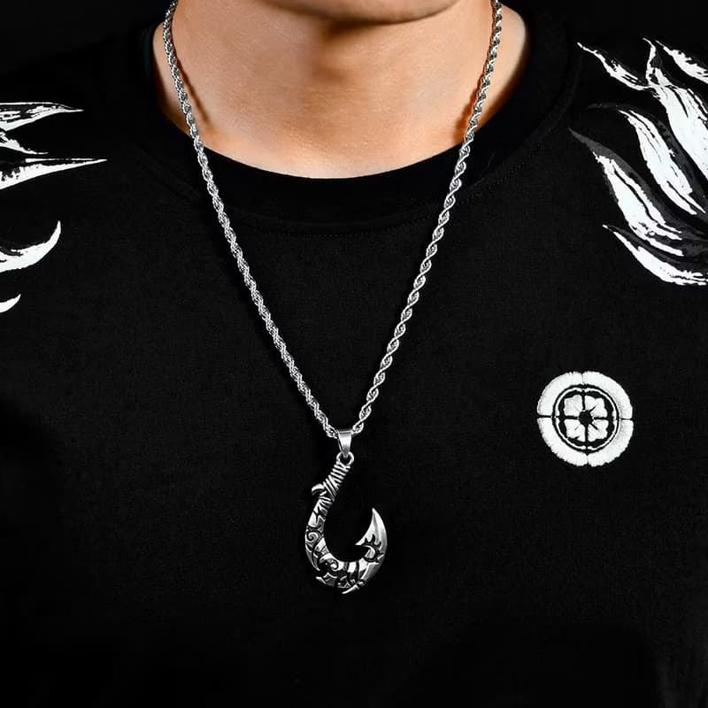 圖騰刺青 魚鉤項鍊 男項鍊 個性項鍊 個性飾品 毛伊