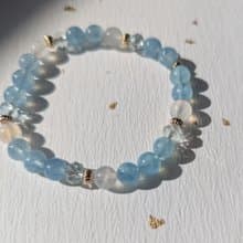 海藍寶x托帕石x月光石 水晶設計手鍊 【6MM】