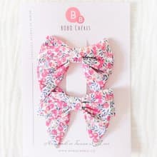 英國LIBERTY FABRICS蝴蝶結手工兒童波波髮夾2入 - Wiltshire Bud