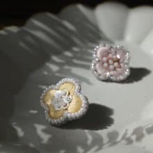 迷人的刺繡耳環材料包 花朵 手縫 刺繡 珠繡 新手ok 影片教學