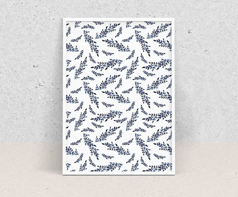 【數位】藍色花朵海報數位 JPEG 可列印牆面畫廊牆面藝術花卉印刷