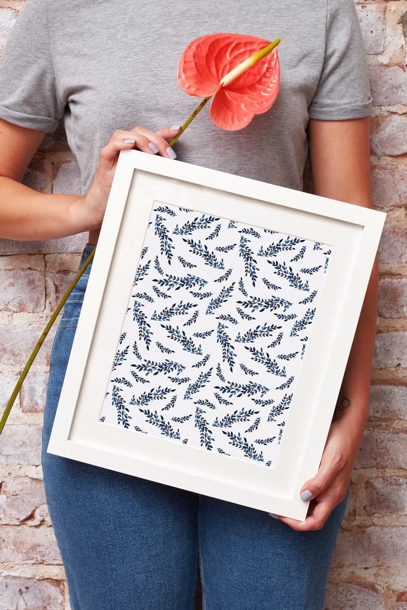 【數位】藍色花朵海報數位 JPEG 可列印牆面畫廊牆面藝術花卉印刷