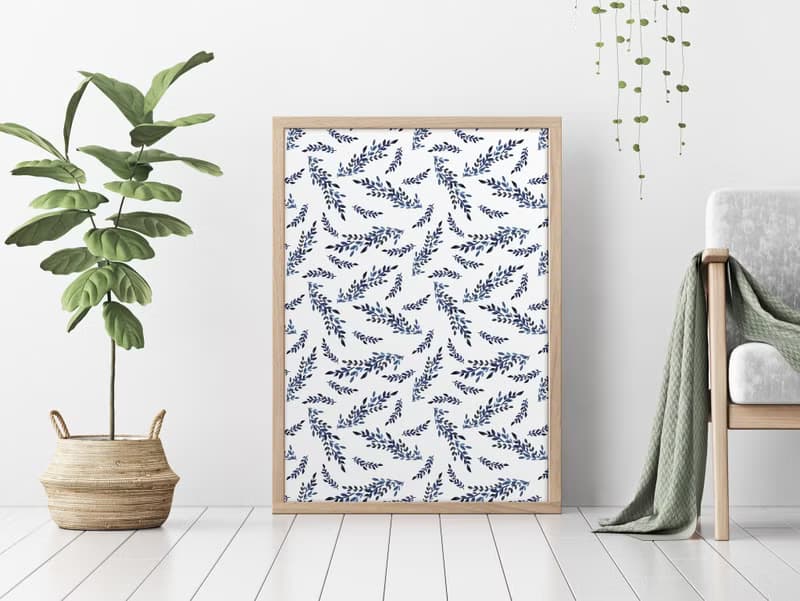 【數位】藍色花朵海報數位 JPEG 可列印牆面畫廊牆面藝術花卉印刷