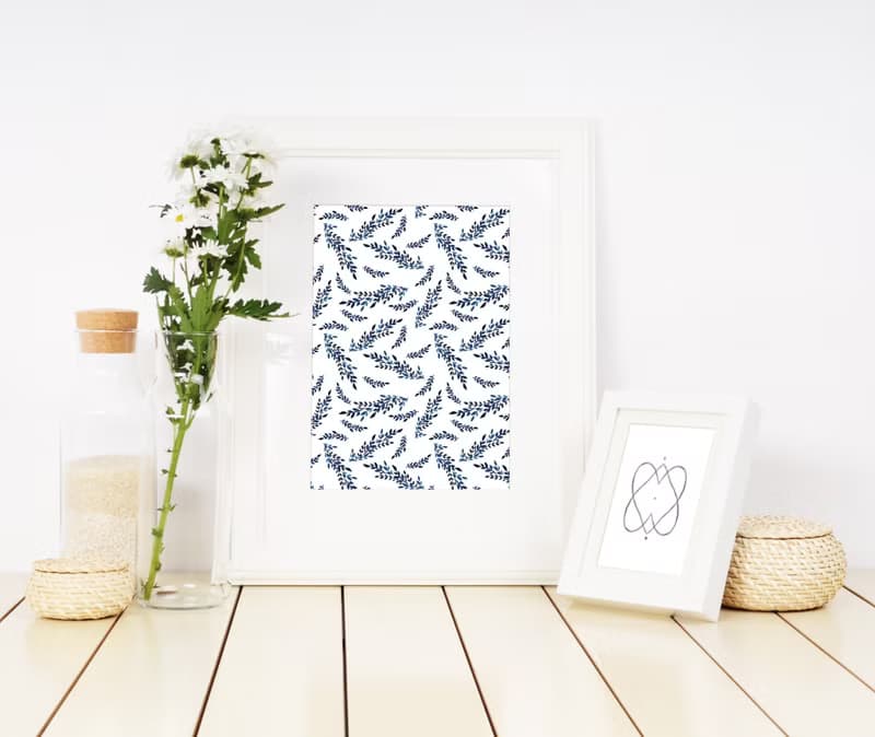 【數位】藍色花朵海報數位 JPEG 可列印牆面畫廊牆面藝術花卉印刷