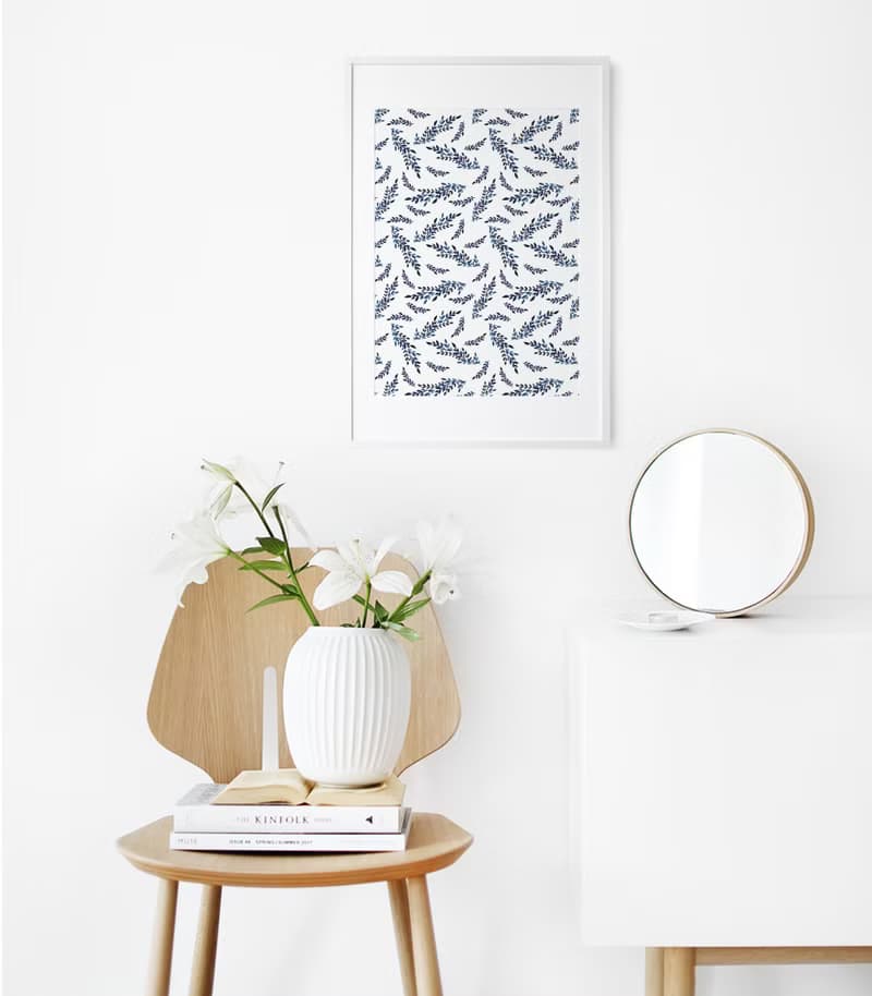 【數位】藍色花朵海報數位 JPEG 可列印牆面畫廊牆面藝術花卉印刷