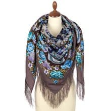 Pavlovo Posad Russian Shawl 100% Wool Scarf Silk Tassels 146x146 cm 1800-1 Queen