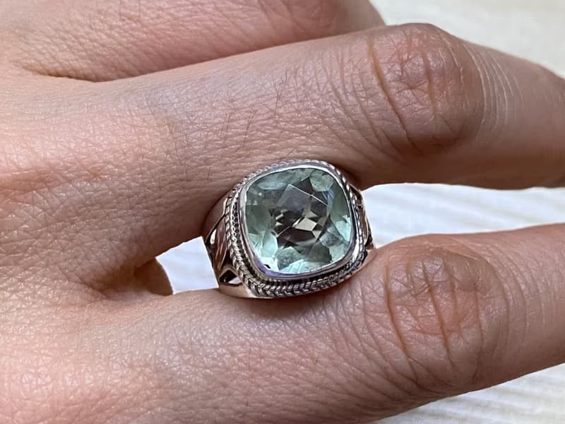 天然 綠色 紫水晶 戒指 尼泊爾 手工製 925純銀