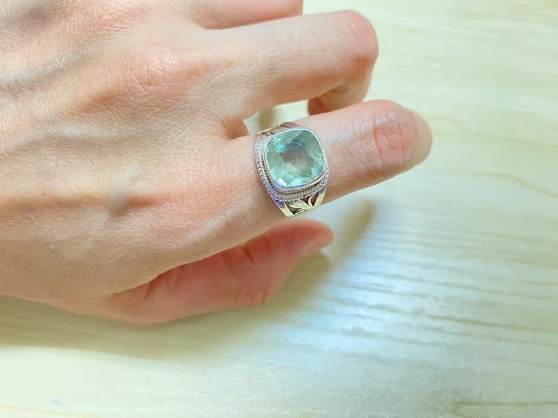 天然 綠色 紫水晶 戒指 尼泊爾 手工製 925純銀