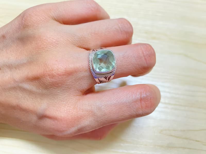 天然 綠色 紫水晶 戒指 尼泊爾 手工製 925純銀