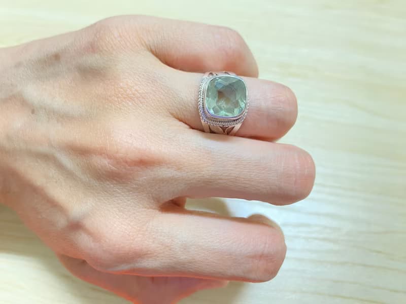 天然 綠色 紫水晶 戒指 尼泊爾 手工製 925純銀