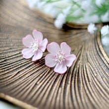 Cherry blossom earrings, Sakura earrings, Flower Earrings, Clip-on earrings