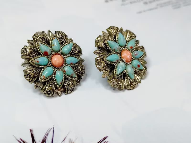 vintage jewelry  古董夾式耳環 波西米亞風