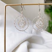 YLANG【晶網交錯-淺色】立體水晶纏繞耳環Swarovski/藝術銅線