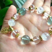 ||藍仙子|| 千層白幽靈/藍螢石/彩虹水晶/龜背葉黃銅手環 情人節