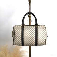 【 日本直送　名牌中古包 】CELINE セリーヌ マカダム ハンドバッグ ホワイト PVC レザー ミニボストン vintage ヴィンテージ  yci5hj