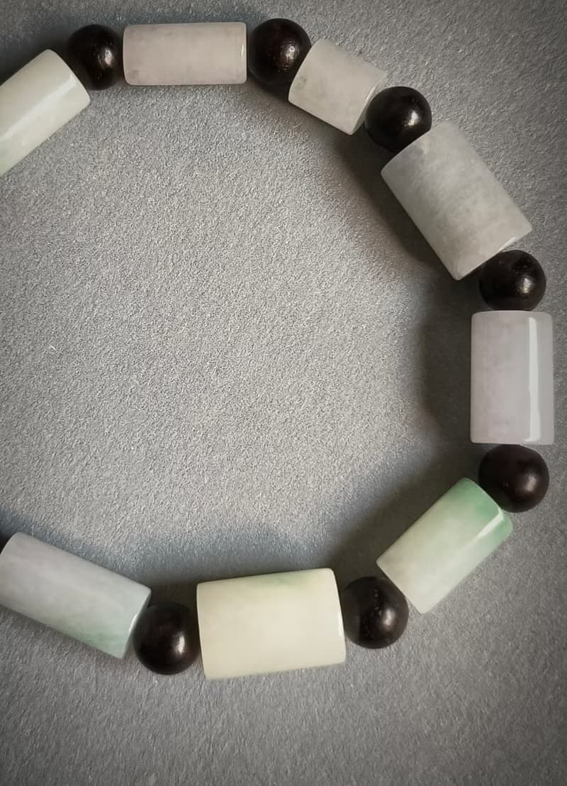 天然緬甸三彩桶珠手鍊