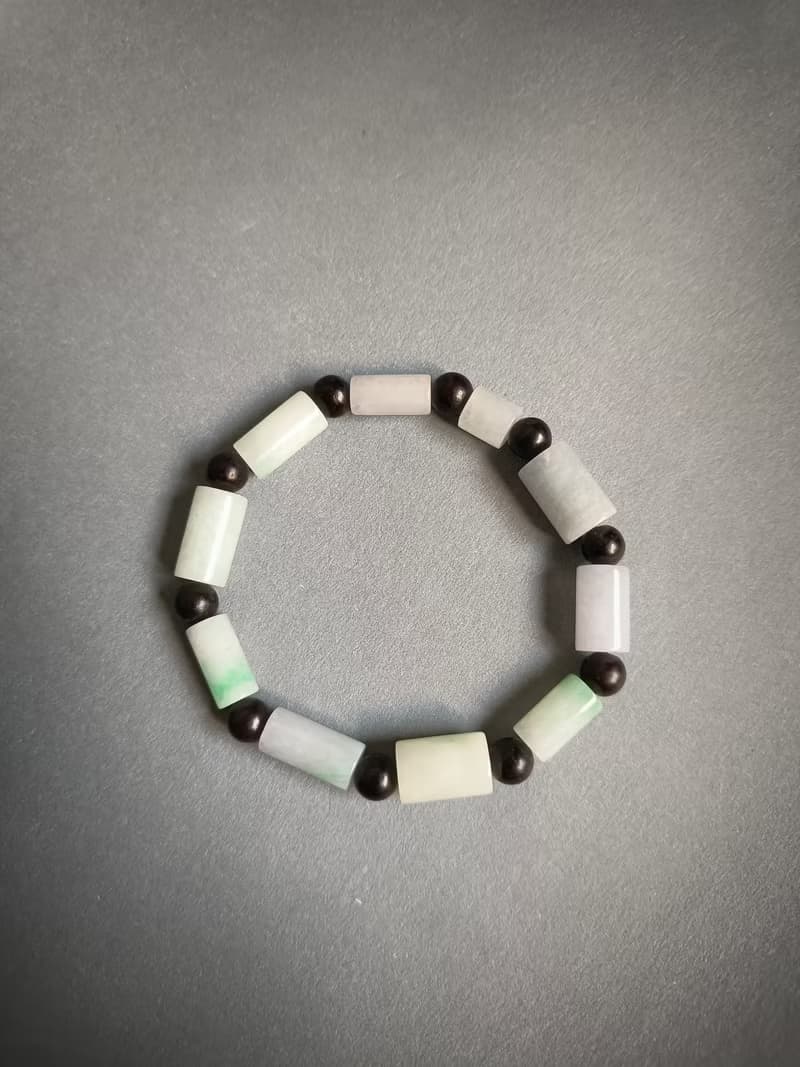 天然緬甸三彩桶珠手鍊