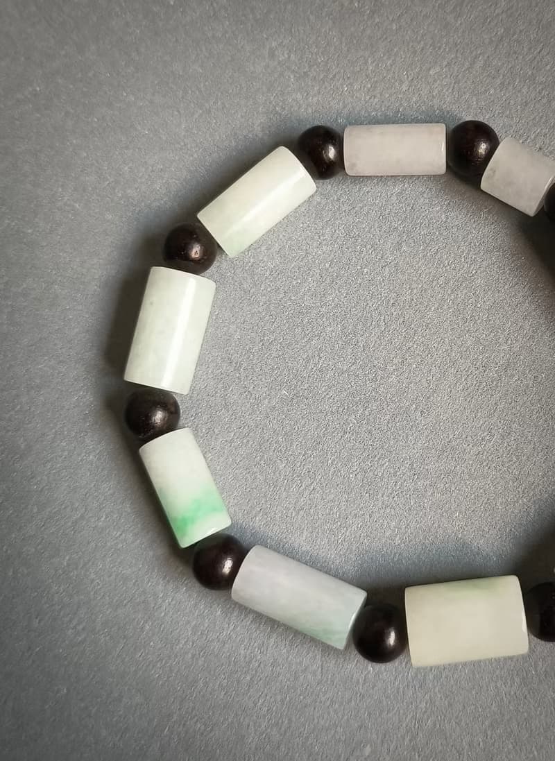 天然緬甸三彩桶珠手鍊