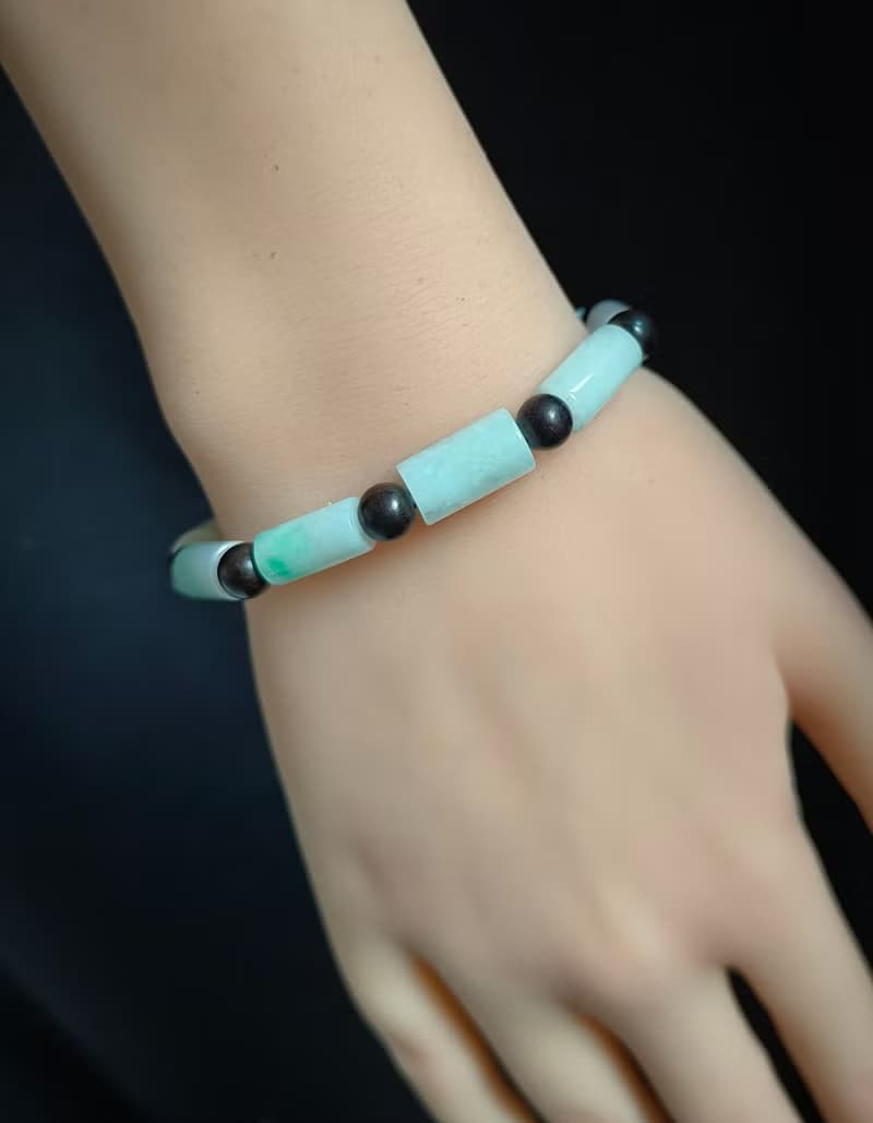 天然緬甸三彩桶珠手鍊