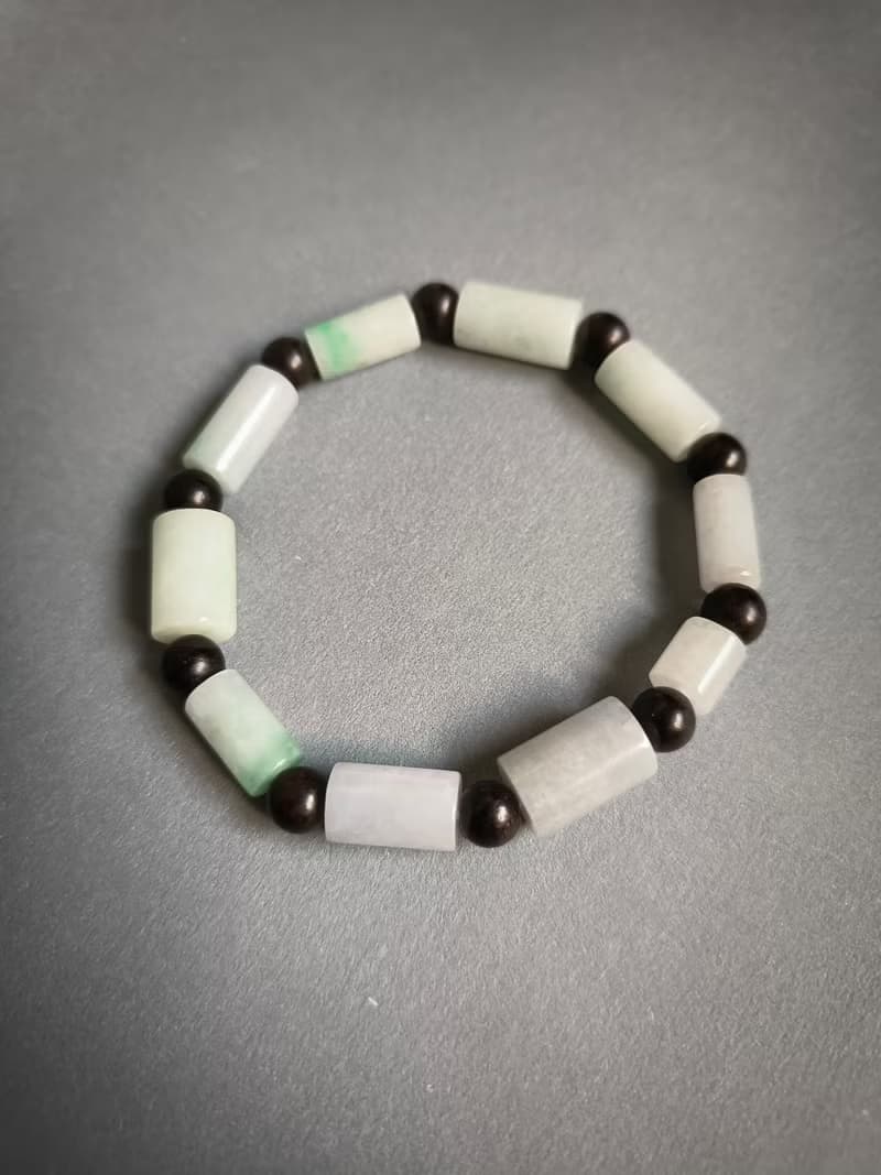天然緬甸三彩桶珠手鍊