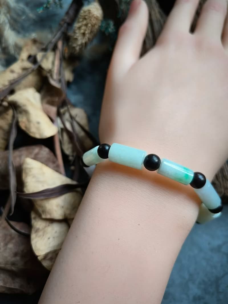 天然緬甸三彩桶珠手鍊