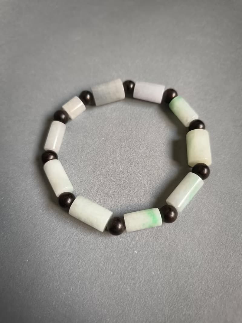 天然緬甸三彩桶珠手鍊