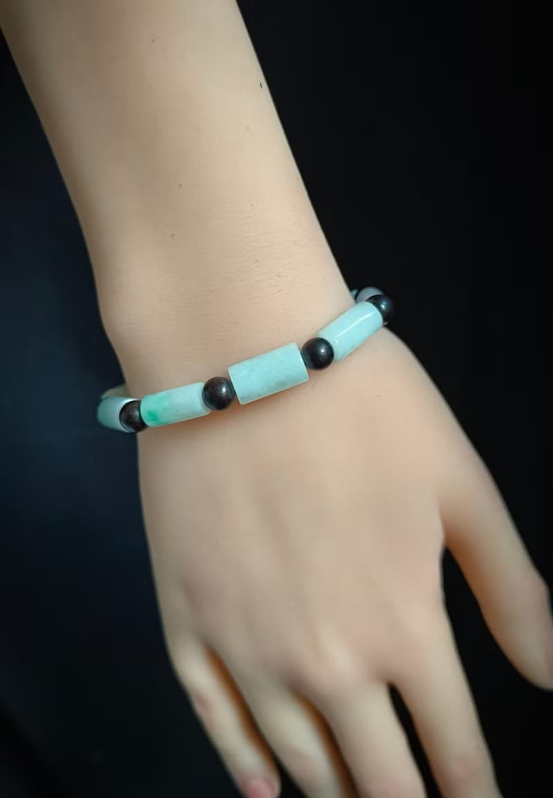天然緬甸三彩桶珠手鍊