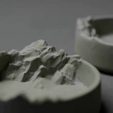 山石嶙峋 清水泥菸灰缸 (也是青苔容器) 擺設 侘寂美學 贈菸沙