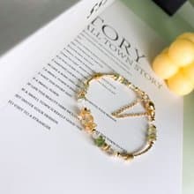 松間微曦 黃水晶 綠磷灰石 天然珍珠 拉長石 磁吸扣水晶手鍊