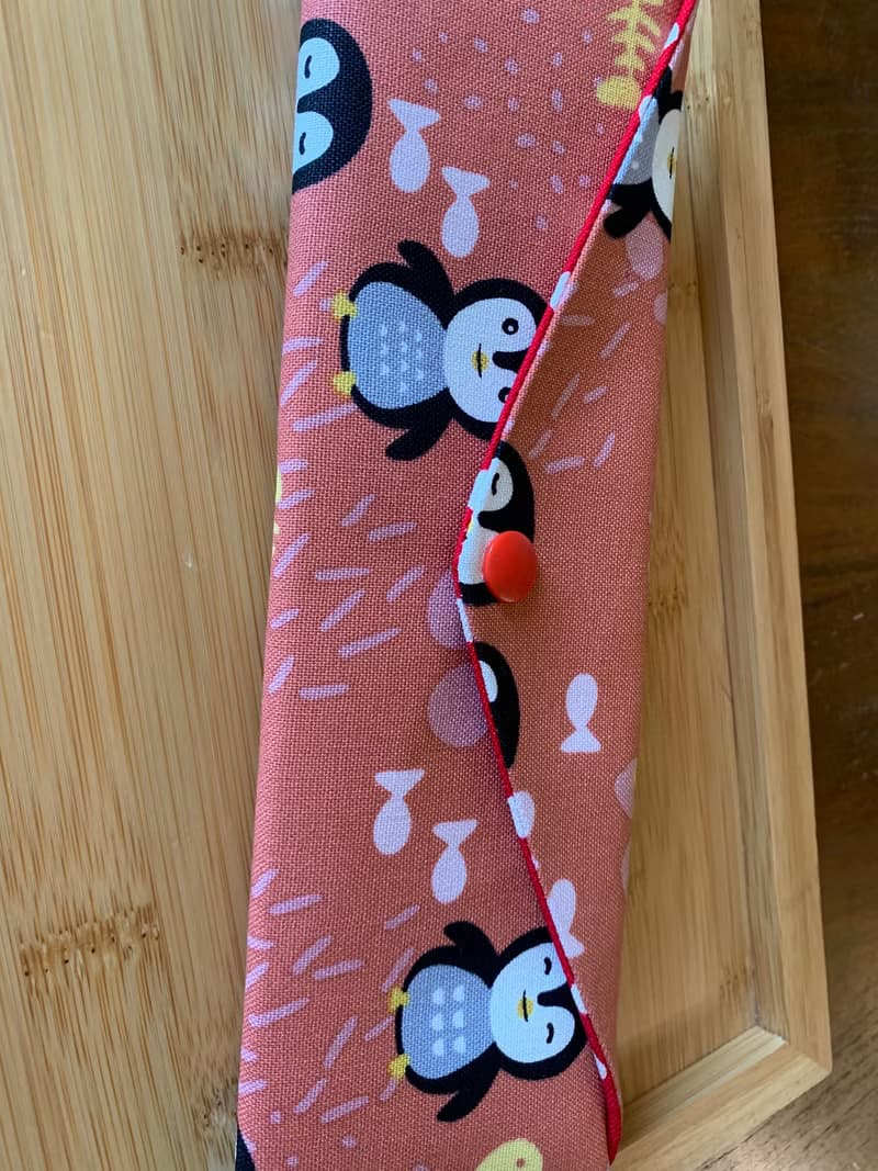 文青風環保純棉筷袋  企鵝想飛 浪漫粉 日本 潮物 收納 手作餐具