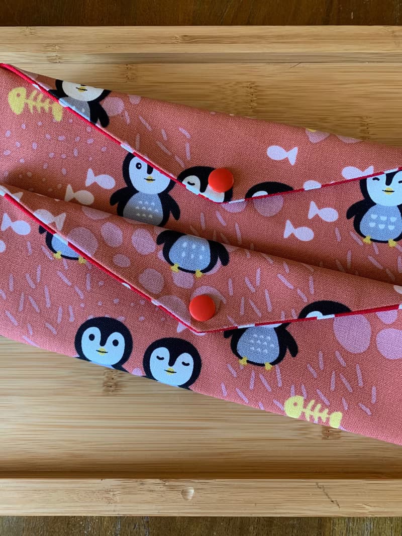 文青風環保純棉筷袋  企鵝想飛 浪漫粉 日本 潮物 收納 手作餐具