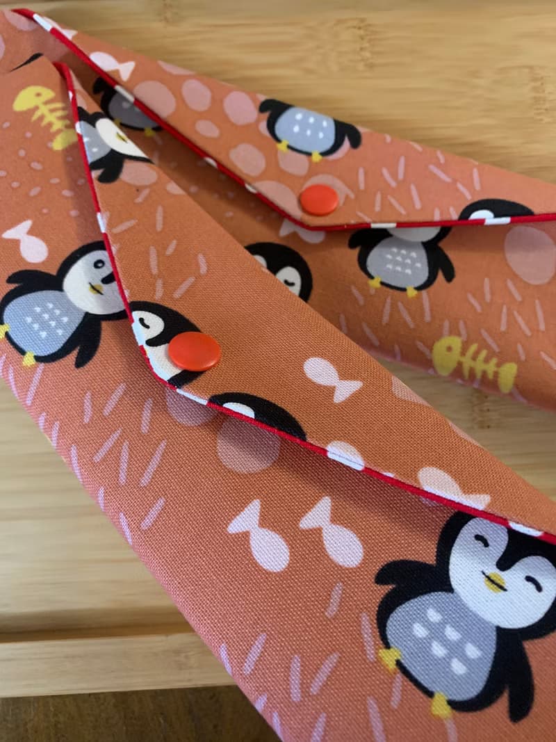 文青風環保純棉筷袋  企鵝想飛 浪漫粉 日本 潮物 收納 手作餐具