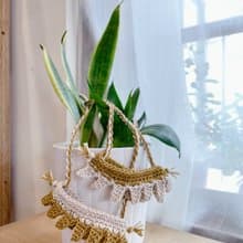 海波浪 手工編織 飲料提袋 橄欖綠