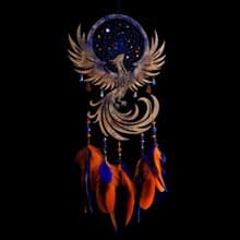 Phoenix Dreamcatcher – Handcrafted Firebird Wall Hanging with Blue & Orange