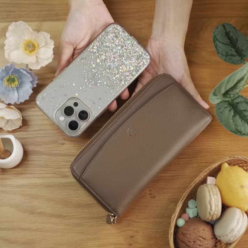 DOLLAR (Cedar) : Zip around long wallet, cow leather, Brown wallet
