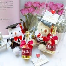 畢業禮物 畢業熊+香檳糖果瓶(我畢業了粉彩棉花糖) 祝福小物