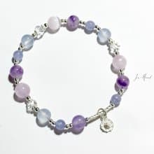紫羅蘭漸層-超七料紫水晶.藍玉髓.紫鋰輝-純銀設計款手鍊